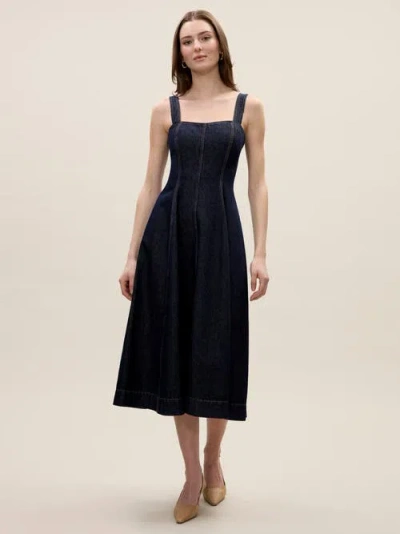 Rebecca Taylor Gabrielle Denim Dress In Deep Sea Wash In Blue