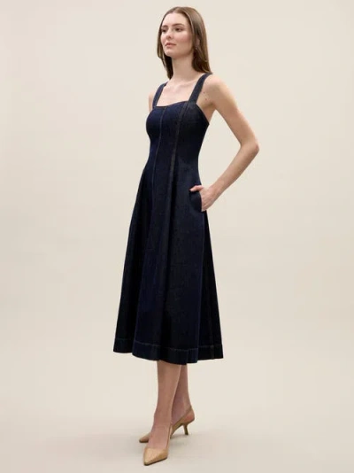 Rebecca Taylor Gabrielle Denim Dress In Deep Sea Wash In Blue