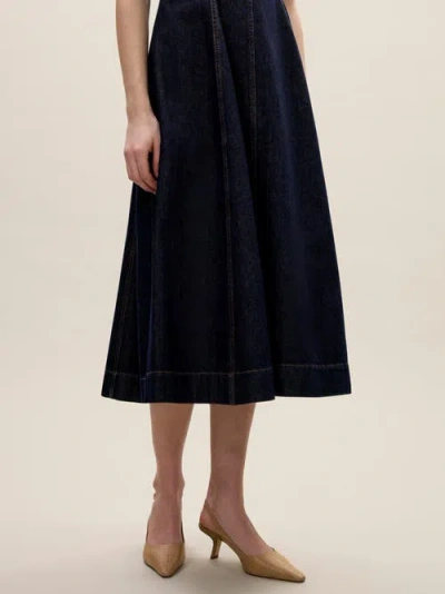 Rebecca Taylor Gabrielle Denim Dress In Deep Sea Wash In Blue