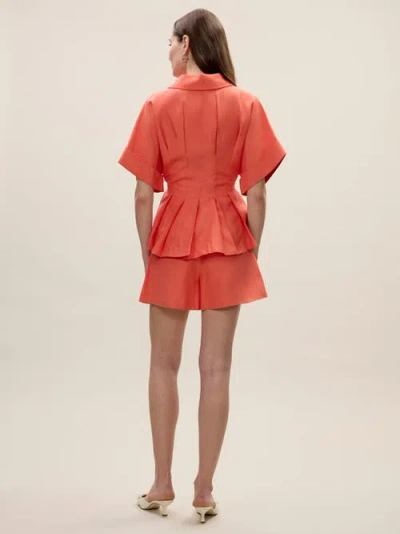 Rebecca Taylor Lena Shine Blouse In Coral In Orange