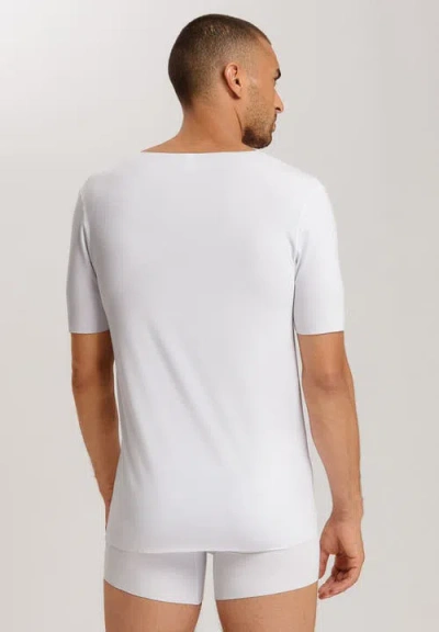 Hanro Cotton Sporty V-neck Cotton T-shirt In White
