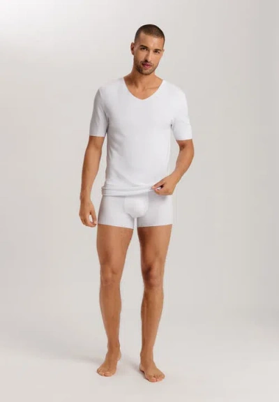 Hanro Cotton Sporty V-neck Cotton T-shirt In White