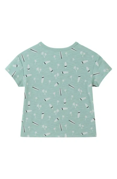 Andy & Evan Surfboard Print Henley T-shirt & Drawstring Shorts Set In Lt. Green