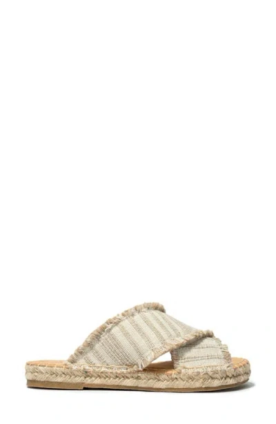 Minnetonka Pepper Womens Slip-on Fringe Slide Sandals In Taupe Stripe