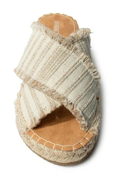 Minnetonka Pepper Womens Slip-on Fringe Slide Sandals In Taupe Stripe
