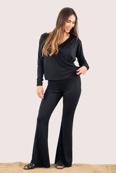 Jjwinks Wrap Star Built-in Shelf Lounge & Sleep Long Sleeve Top In Black