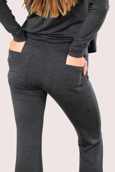 Jjwinks Butt, Seriously Petite Flare Lounge & Sleep Pants With Pockets In Charcoal