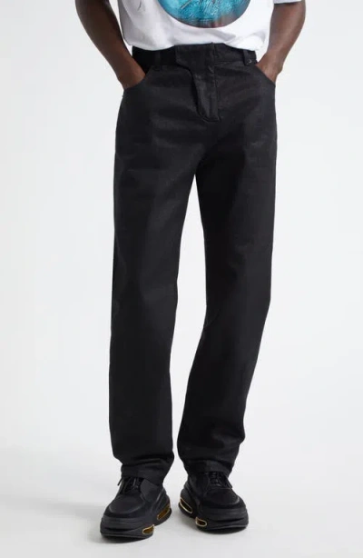 Balmain Distressed Straight Leg Jeans In Brown