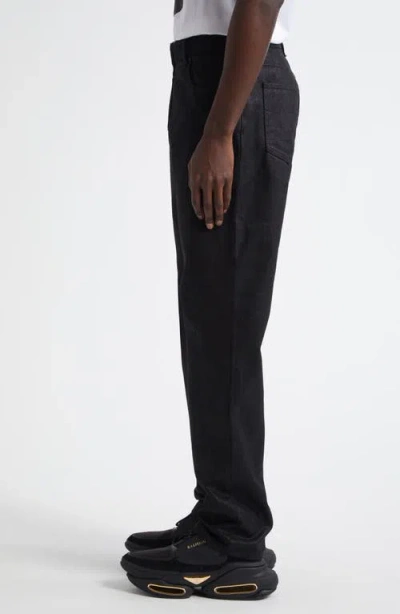 Balmain Distressed Straight Leg Jeans In Brown