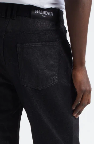 Balmain Distressed Straight Leg Jeans In Brown