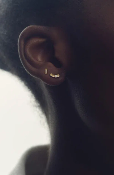 Reiss Gold Tone Micro Baguette And Crystal Stud Earrings Set In Gold Tone/clear Crystal