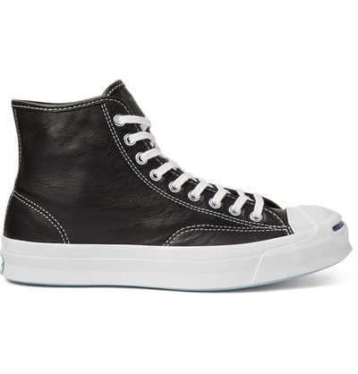 Converse Jack Purcell Signature Leather High-top Sneakers In Black Canvas