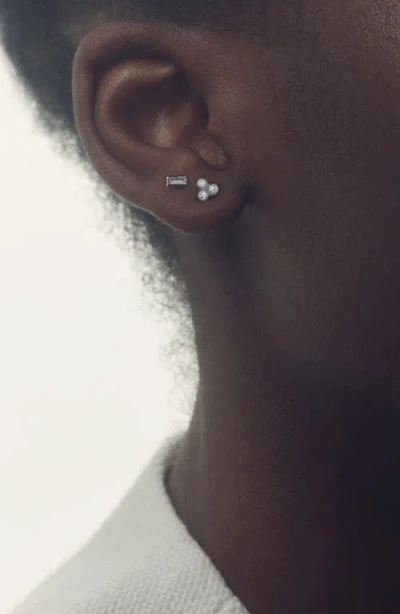 Reiss Mika Micro Set Of 2 Stud Earrings In Silver Tone/clear Crystal