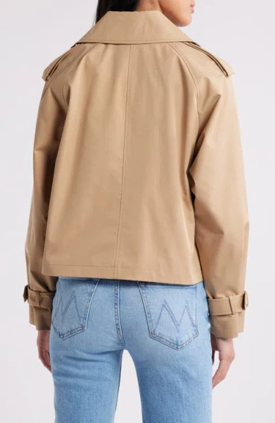 Bcbg Double Breasted Crop Trench Coat In Camel