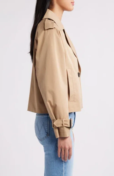 Bcbg Double Breasted Crop Trench Coat In Camel