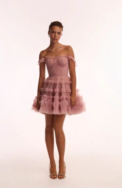 Milla Flirty Ruffled Tulle Mini Dress In Misty Rose