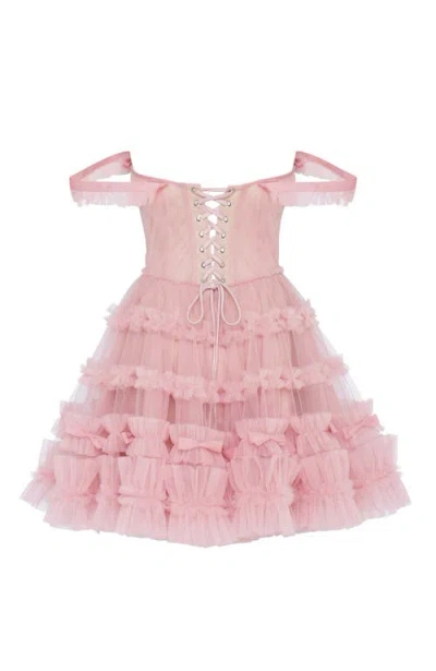 Milla Flirty Ruffled Tulle Mini Dress In Misty Rose