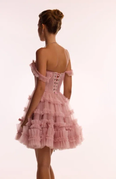 Milla Flirty Ruffled Tulle Mini Dress In Misty Rose