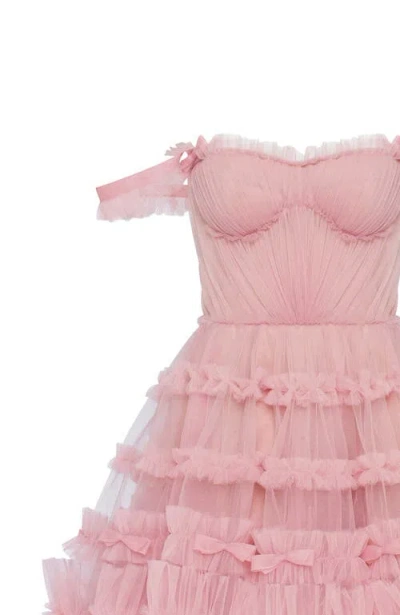 Milla Flirty Ruffled Tulle Mini Dress In Misty Rose