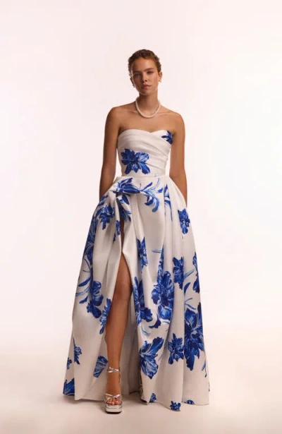 Milla Wonderful White A-line Maxi Dress With Blue Flowers, Glow-up
