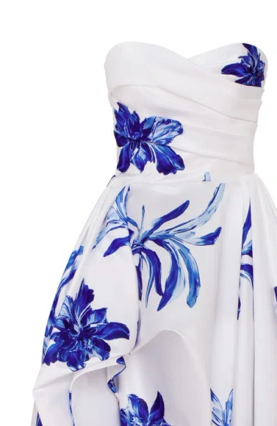 Milla Wonderful White A-line Maxi Dress With Blue Flowers, Glow-up