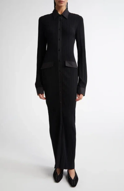 Totême Knitted Shirt Maxi Dress In Black