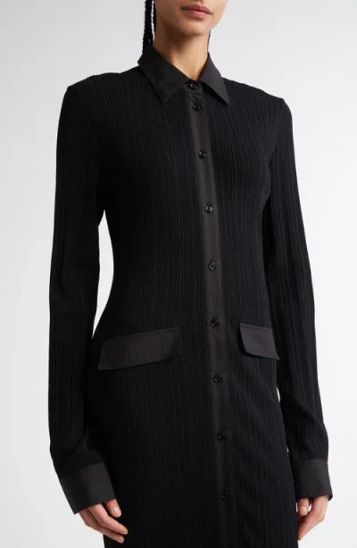 Totême Knitted Shirt Maxi Dress In Black