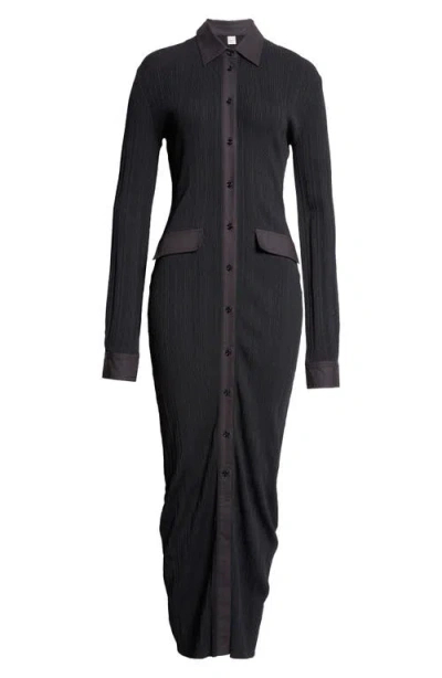 Totême Knitted Shirt Maxi Dress In Black