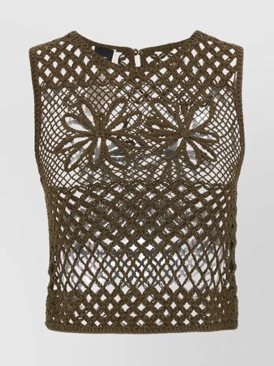 Pinko Crochet Vest In Brown