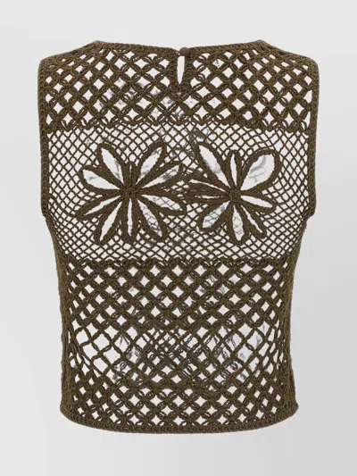 Pinko Crochet Vest In Brown