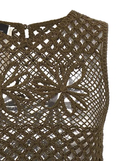 Pinko Crochet Vest In Brown