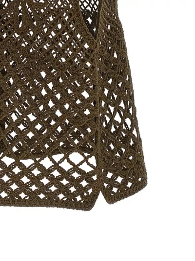 Pinko Crochet Vest In Brown
