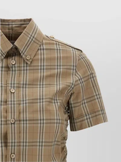 Burberry Women Embroidered Poplin Shirt In Brown