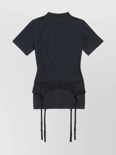 Balenciaga Women Black Crewneck T-shirt With Underwear Detail On The Waist In Cotton Woman In Black