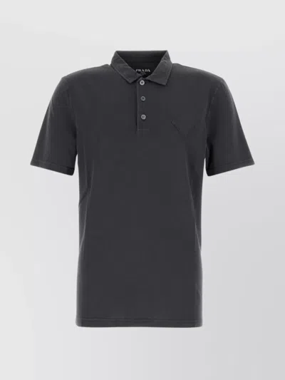 Prada Charcoal Piquet Polo Shirt