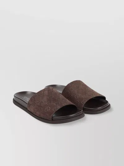 Gucci Brown Calf Leather Bos Taurus Flat Sandals