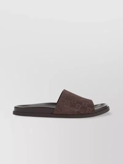 Gucci Brown Calf Leather Bos Taurus Flat Sandals