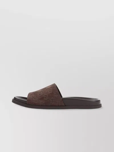 Gucci Brown Calf Leather Bos Taurus Flat Sandals