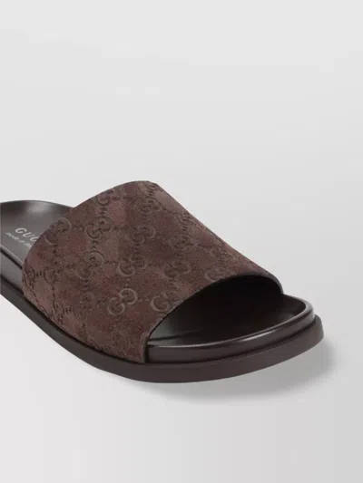 Gucci Brown Calf Leather Bos Taurus Flat Sandals