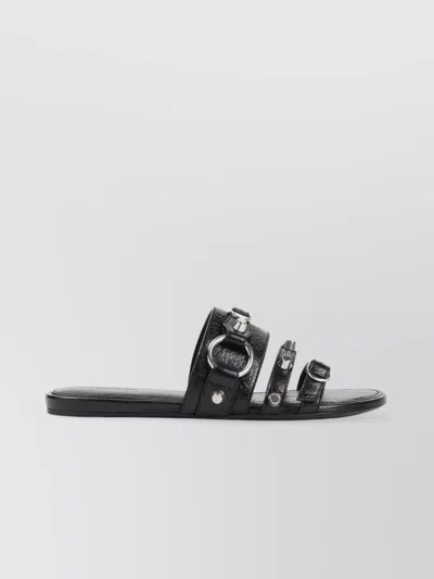 Balenciaga City Flat Sandals In Black