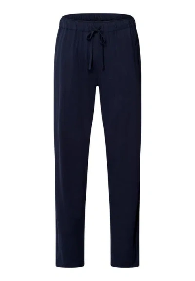 Hanro Night And Day Cotton Drawstring Pants In Deep Navy