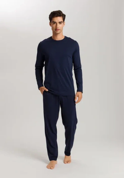 Hanro Night And Day Cotton Drawstring Pants In Deep Navy