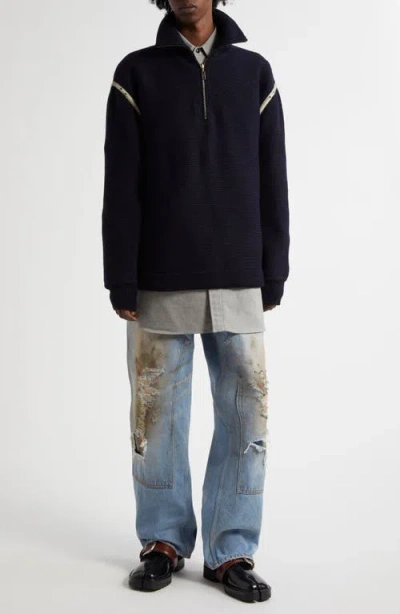 Mm6 Maison Margiela Medium Blue Denim Distressed Jeans