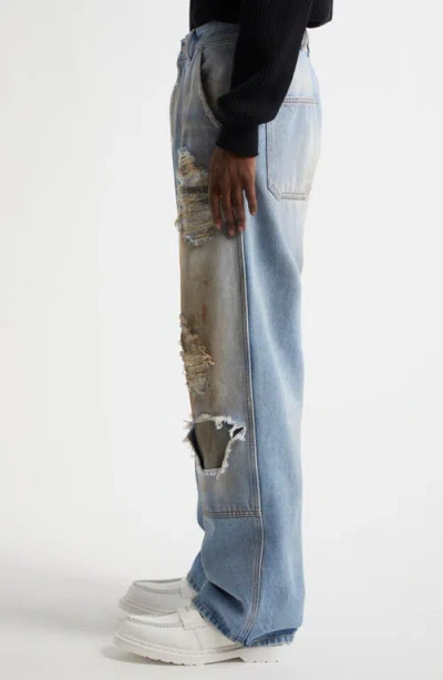 Mm6 Maison Margiela Medium Blue Denim Distressed Jeans
