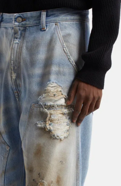 Mm6 Maison Margiela Medium Blue Denim Distressed Jeans