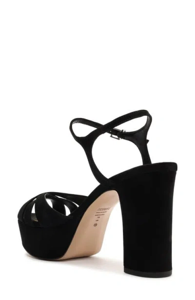 Schutz Keefa Nubuck Ankle-strap Platform Sandals In Black