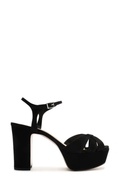 Schutz Keefa Nubuck Ankle-strap Platform Sandals In Black
