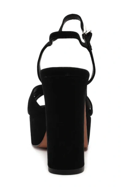 Schutz Keefa Nubuck Ankle-strap Platform Sandals In Black