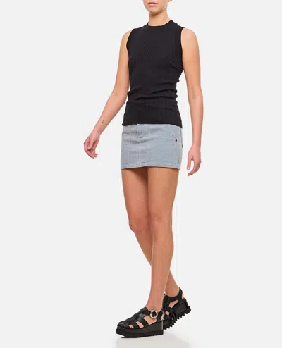 Fendi Light Blue Denim Miniskirt In Gray