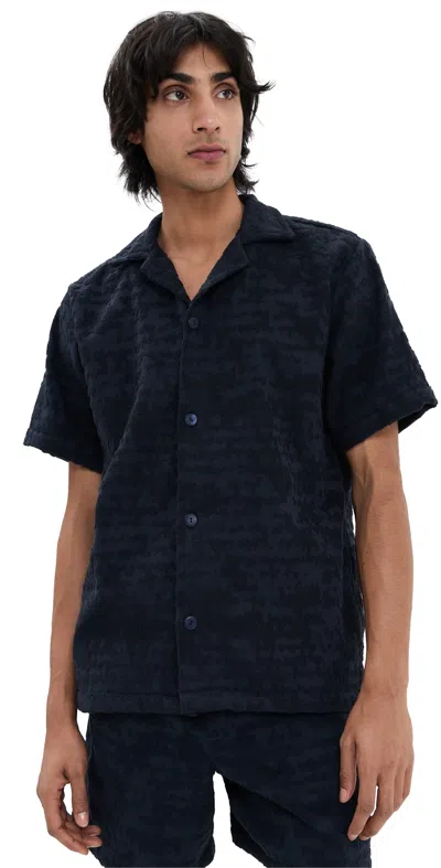 Oas Night Lagoon Terry Camp Shirt In Blue
